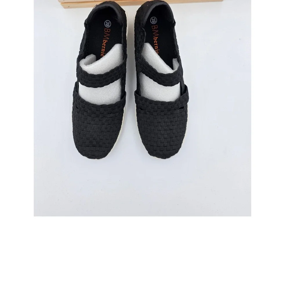 Bernie Mev Frontier Sneakers Women 38 8 Black Woven Comfort Elastic Platform - Picture 3 of 13